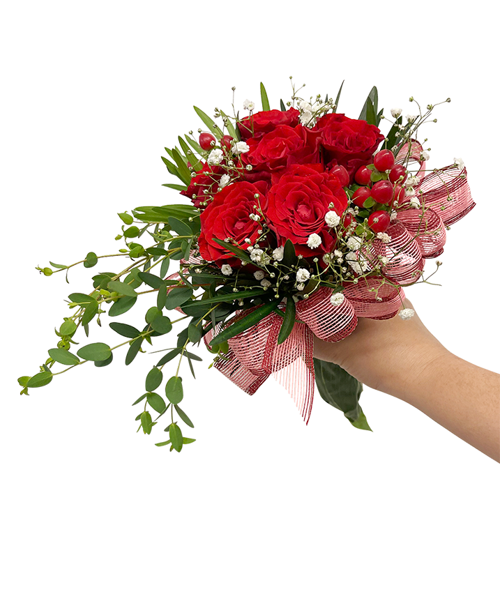 Bridal Hand Bouquet  Red Rose ( Solemnization/ ROM/ Wedding )