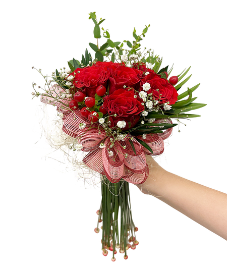 Bridal Hand Bouquet  Red Rose ( Solemnization/ ROM/ Wedding )