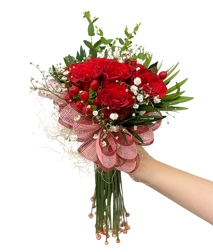 Bridal Hand Bouquet  Red Rose ( Solemnization/ ROM/ Wedding )