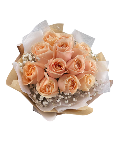 Elegant Champagne Rose Bouquet