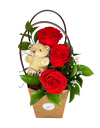 Red Rose Bloom Bag with Mini Bear