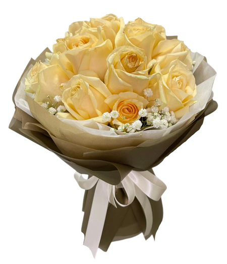 Elegant Light Champagne Rose Bouquet