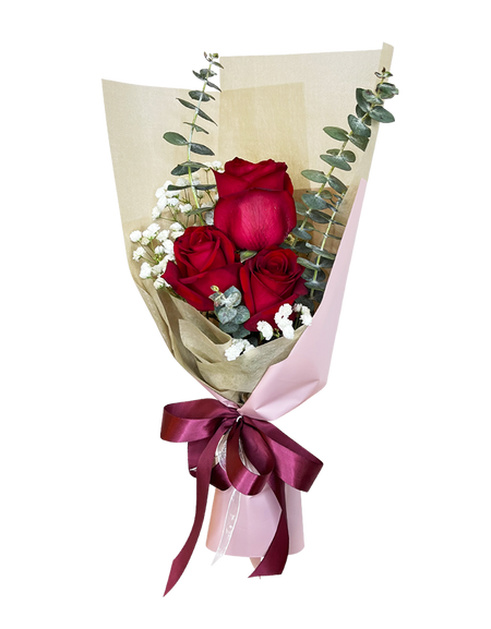 I love You 3 Red Rose Tall Wrap Bouquet
