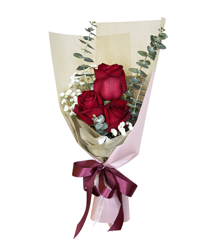 I love You 3 Red Rose Tall Wrap Bouquet