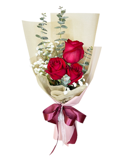 I love You 3 Red Rose Tall Wrap Bouquet