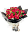 99 Miniature Red Roses I Love Forever (Black and netting wrap)