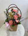 Pink Carnations Bloom Bag with Mini Bear