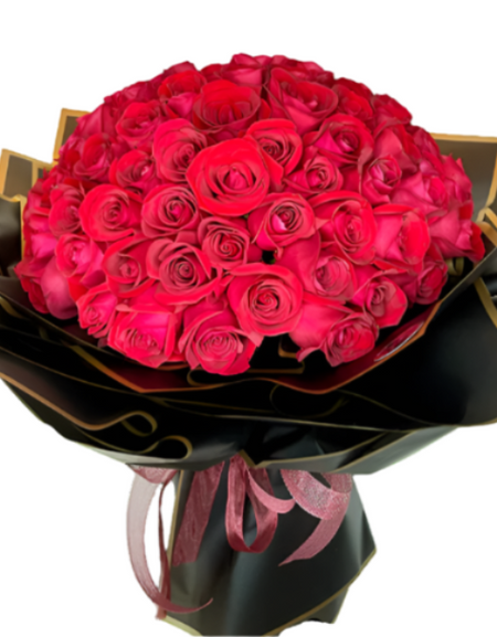 99 Red Roses I Eternal Love Grand Bouquet in Black & Gold