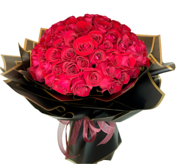 99 Red Roses I Eternal Love Grand Bouquet in Black & Gold