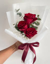 I Love You I 3 Red Rose Bouquet I White Wrap
