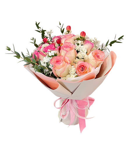 Two -Tone Blush Pink Rose Bouquet