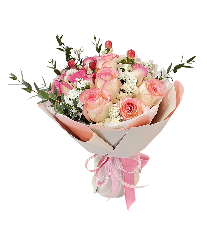 Two -Tone Blush Pink Rose Bouquet