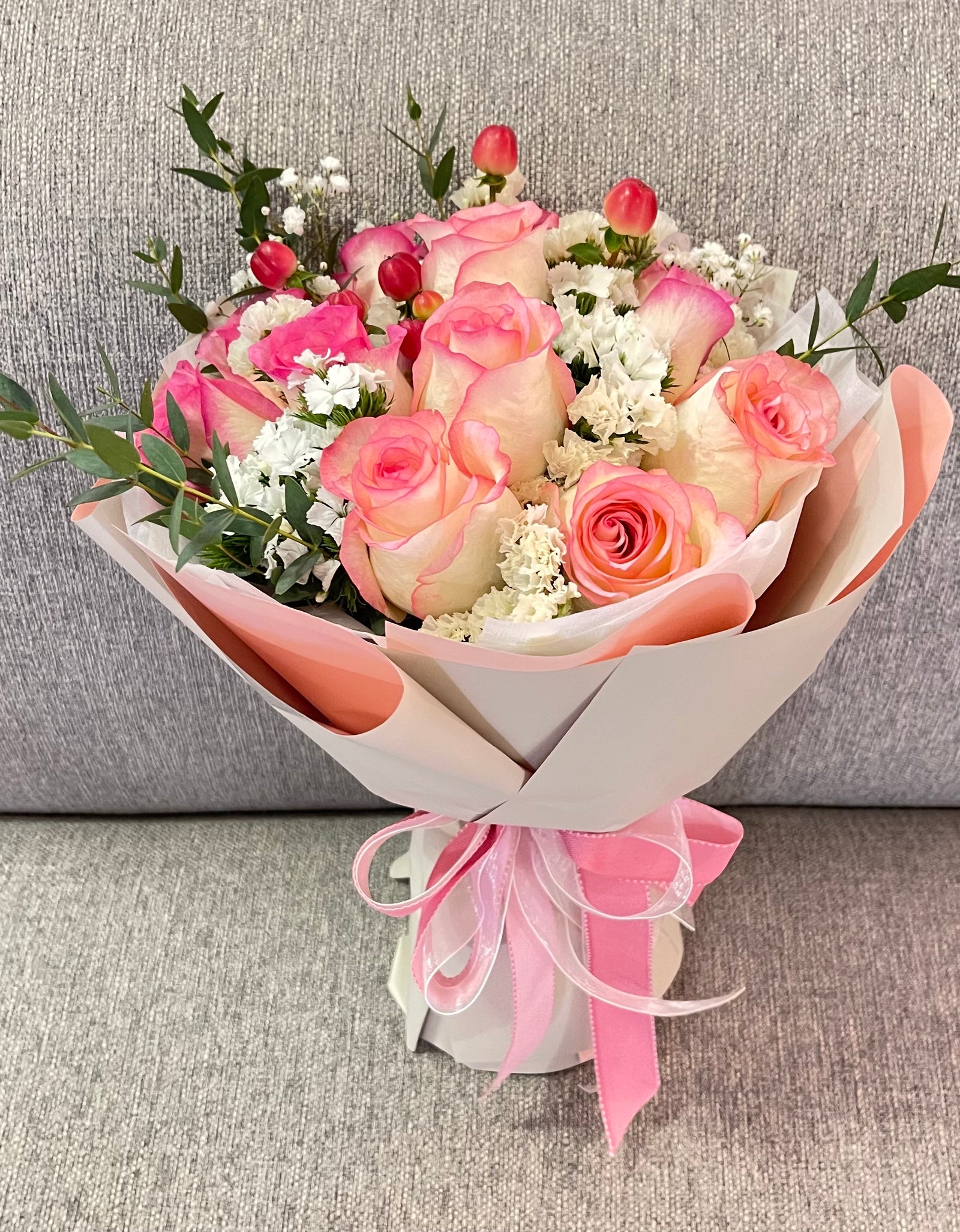 Two -Tone Blush Pink Rose Bouquet