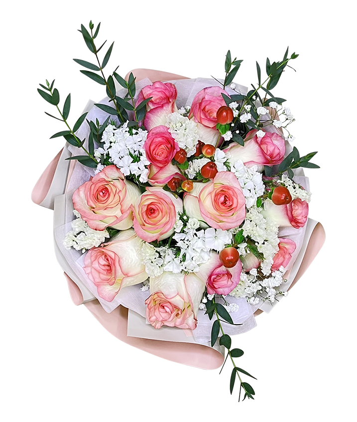 Two -Tone Blush Pink Rose Bouquet