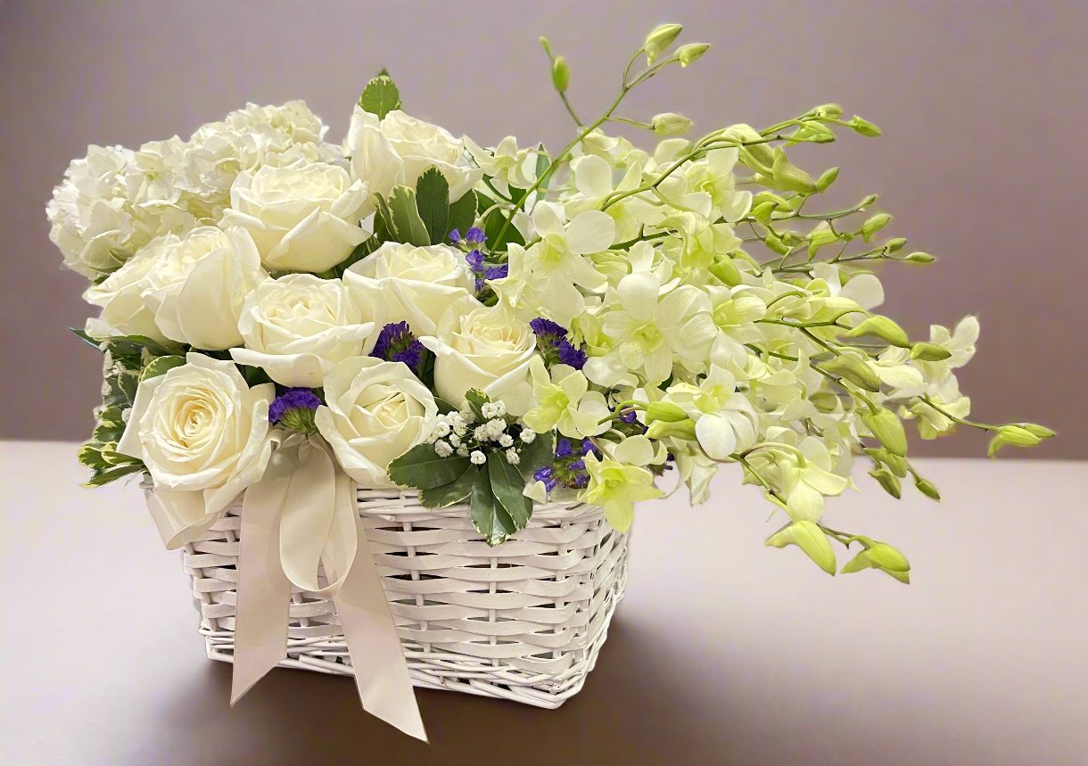 White Bloom Basket
