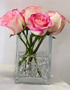 Minimalist 2Tone Pink Rose in Glass Vase