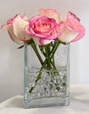 Minimalist 2Tone Pink Rose in Glass Vase