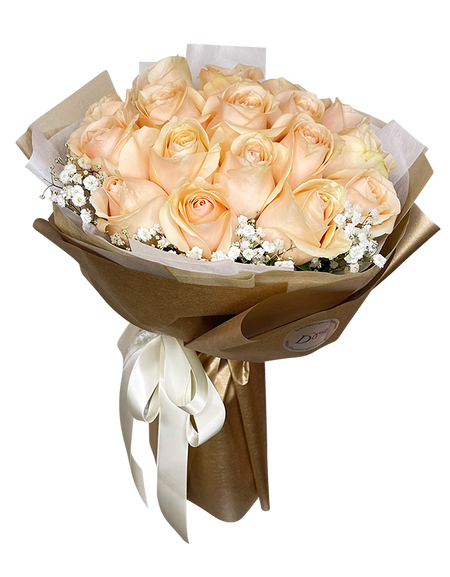 Elegant Champagne Rose Bouquet