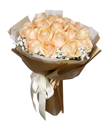 Elegant Champagne Rose Bouquet