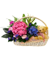 Blissful Beginnings I Baby's Floral Basket, Hamper and Teddy Bear