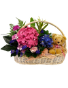 Blissful Beginnings I Baby's Floral Basket, Hamper and Teddy Bear