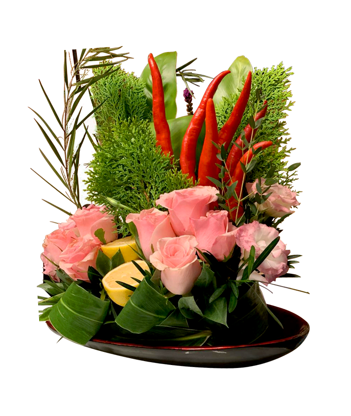 Pink Roses with fresh Chili