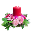 Red Gerbera Mix with a Candle