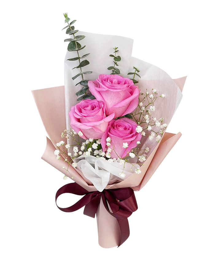 I Love You I 3 Vibrant Pink Rose Bouquet – D'Hummingbird Online Floral