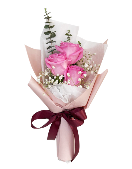 I Love You I 3 Vibrant Pink Rose Bouquet