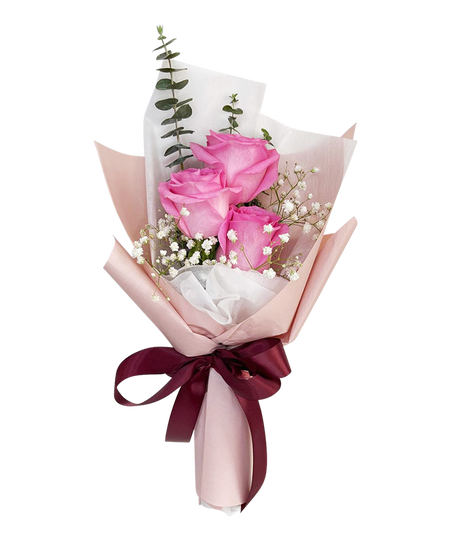I Love You I 3 Vibrant Pink Rose Bouquet